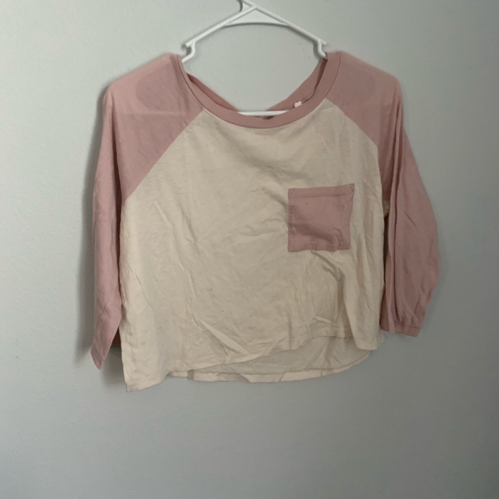 Me to We Pink/White Crop Top Size-Small